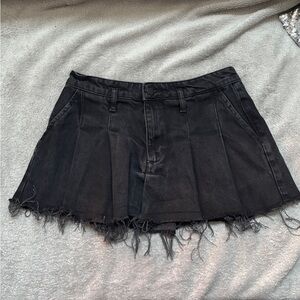 Zara distressed denim pleated Mini Skirt Black Small
